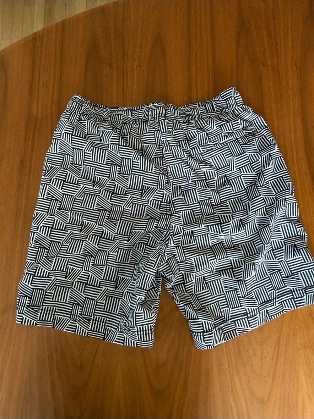Onia x Soulcycle Black & White Geometric Swim Board Shorts
